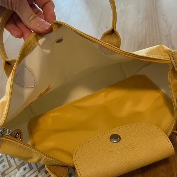 NIB Longchamp Small Le Pilage Green Recycled Canvas Top with Handle Bag (Wheat) - Picture 12 of 12